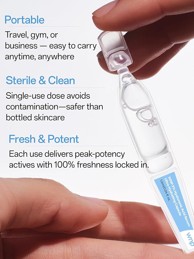 WNP Ultra Hydrating Serum 3% Hyaluronic Acid Smoother Skin|Pre-makeup SkinCare|Anti-Aging serum for face Single-Use Vials Skincare|for Sensitive skin|4D Hyaluronic Acid (60 vials)