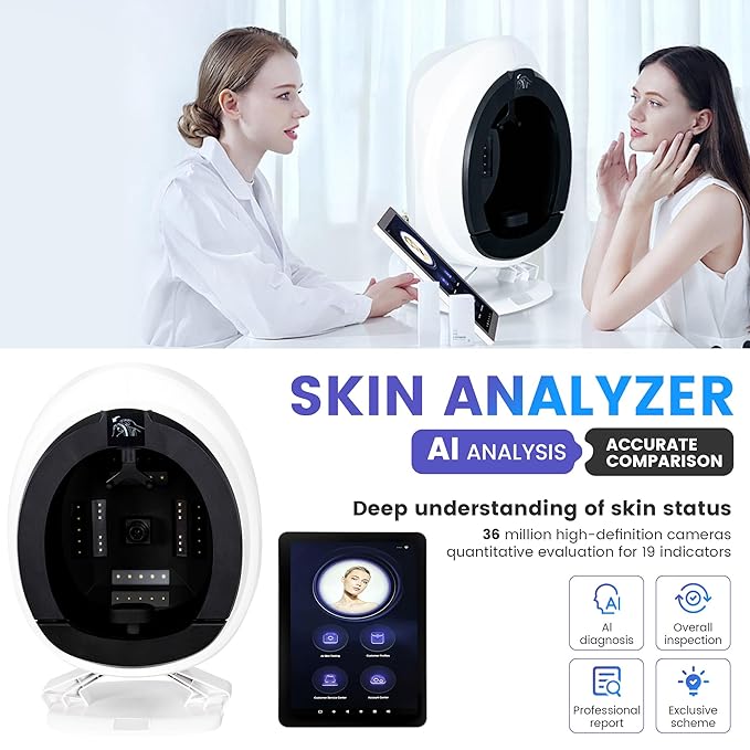 Professional AI Facial Skin Analysis Machine with 8 Spectrum Imaging Technology with AI-Powered Quantitative Results for SPA And Salon