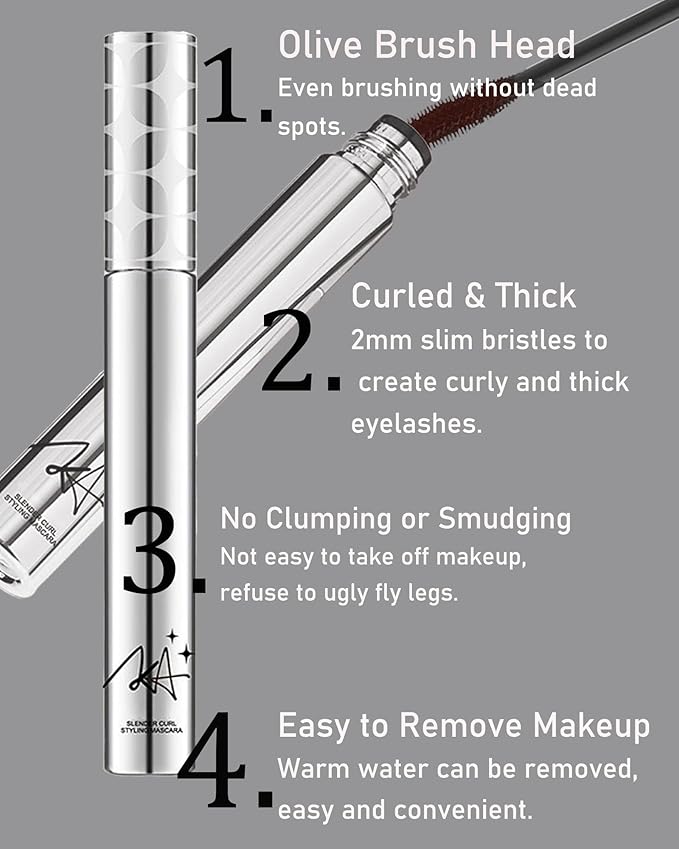 Brown Mascara and Waterproof Eyeliner Pencil Set for Older Women 60 Plus,Length and Volume Mascara for Mature Women,Retractable Eye Liner Matte Cream Waterline Eyeliner Makeup for Sensitive Eye-Set B