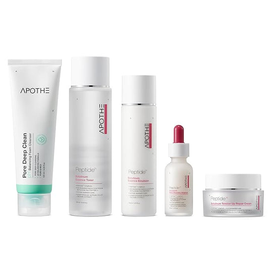 APOTHE Peptide¹¹ Botulinum 5-in-1 Skincare Set – Cleanser, Toner, Ampoule, Emulsion & Cream for Firming & Elasticity, Winter Gifting Bundle
