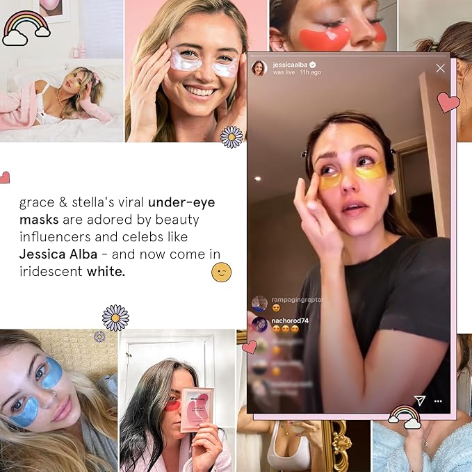 grace & stella Peptide Under Eye Patches with Niacinamide & Rice Extract - Firming Eye Masks for Dark Circles and Puffiness - Gel Mask for Firmer-Looking Skin - Vegan, Cruelty-Free (White, 24 Pairs)