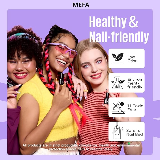 MEFA Purple Gel Nail Polish, 6 Colors Gel Polish Set Pink Shimmer Purple Nail Polish Soak Off Grape Lilac Violet Gel Nail Art Manicure DIY Salon Gifts for Women Girls