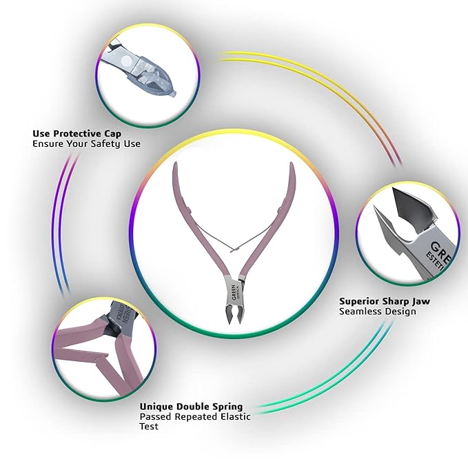 Professional Cuticle Trimmer Nail Cuticle Cutter Stainless Steel Cuticle Nippers with Sharp Blades of Cuticle Remover Clippers Manicure Tools Double Spring for Nail Care Pedicure Nail Tools (Rose)