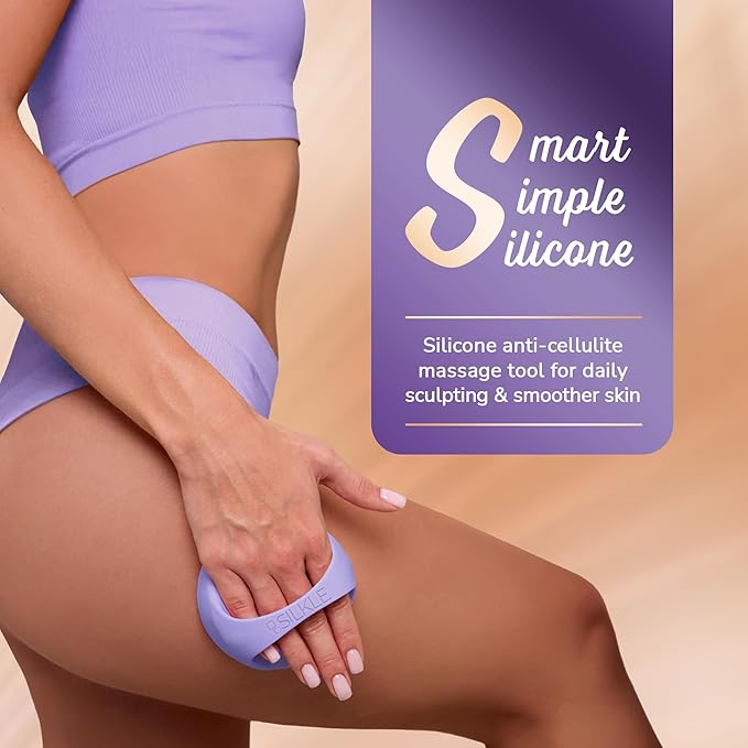 Anti-Cellulite Silicone Massager Brush - Deep Tissue Body Scrubber for Cellulite Remover, Skin Firming & Lymphatic Drainage - Exfoliating Massage Tool with Grip Handle for Legs & Body - Purple