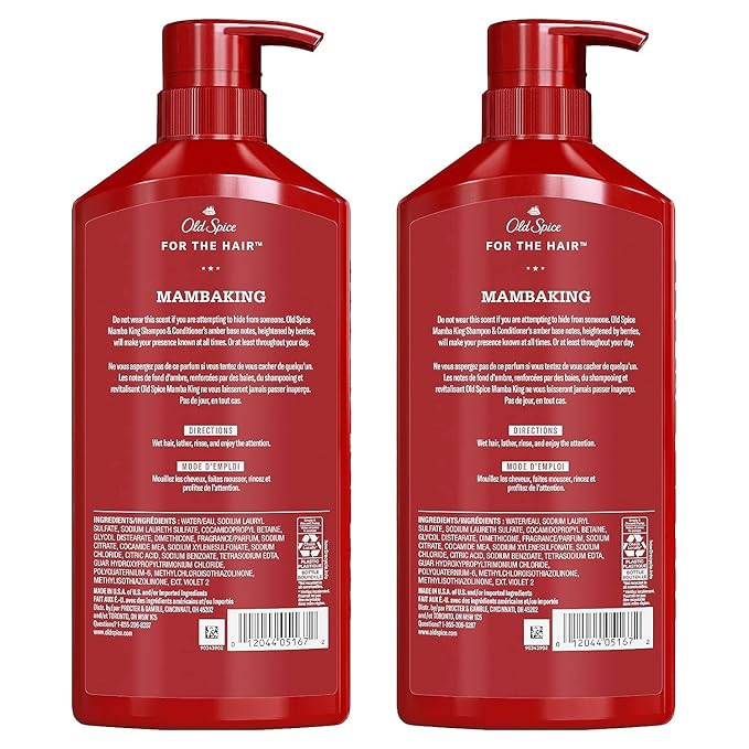 Old Spice MambaKing 2-in-1 Shampoo and Conditioner Set for Men, Healthier, Fuller, More Moisturized Looking Hair, 21.9 Fl Oz Each, Twin Pack