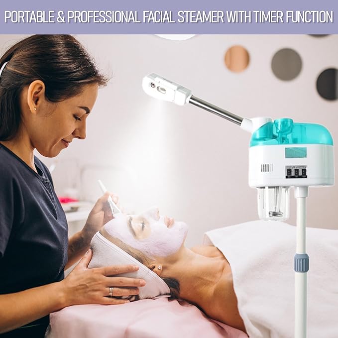 800W Nano Ionic Facial Steamer – Professional Home Spa Face Steamer for Deep Cleansing, Hydration & Sinus Relief | Fast Heating, Auto Shut-Off, Portable & Safe | US/AU Plug (White & Green)