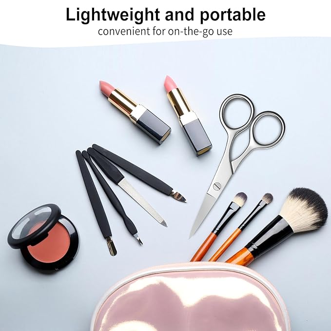 Professional Nose Hair Scissors, Stainless Steel Grooming Tool for Eyebrows, Beard, Mustache, Eyelashes & Ear Hair, Easy-Grip Handle -(4" Small scissors - Tip scissors)