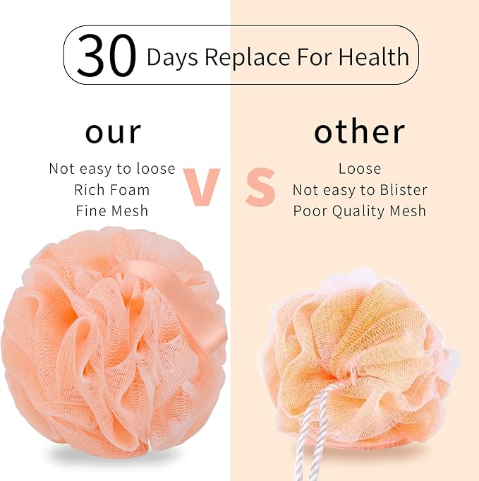 Bath Loofah Sponge Body Scrubber Shower Sponge Exfoliating Mesh Pouf Shower Ball Bath Sponges for Women and Men Bathing Accessories (4Pack 50G Colorful)