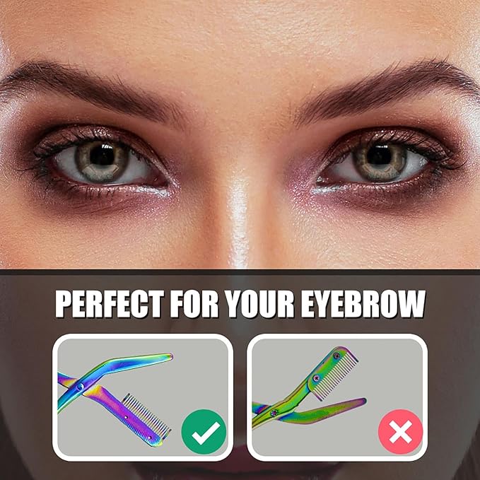 Eyebrow Trimmer Scissor With Comb, Eyebrow Trimmers, Professional Precision Eyebrow Trimmer, Eyebrow Trimmer Scissors with Combs, A Must-have Makeup Tool (Color Titanium)