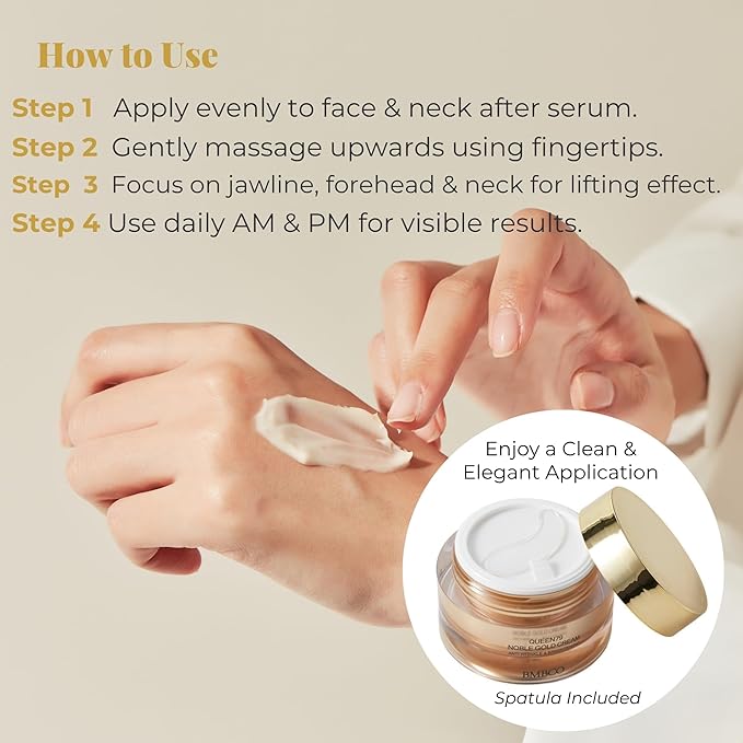 BMBCO 24K Gold Firming Cream – Hydrating Korean Moisturizer with Collagen & Hyaluronic Acid | Improves Elasticity & Visible Radiance | For Face, Neck & Eyes – 50ml