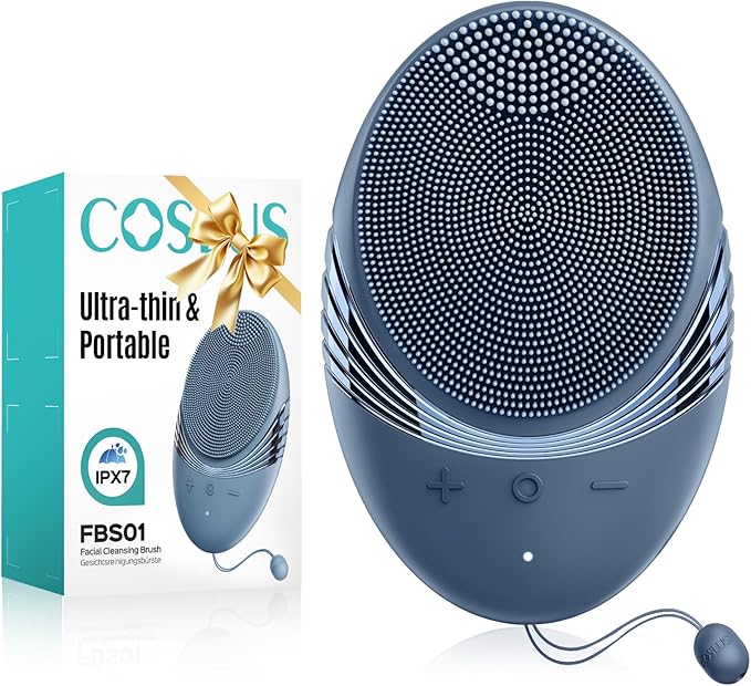 COSLUS Facial Cleansing Brush Face Scrubber : Portable Silicone Waterproof Rechargeable Face Wash Brush, 5 Cleansing Modes, Electric Deep Cleaning for Men & Women, Removing Blackhead, Exfoliating