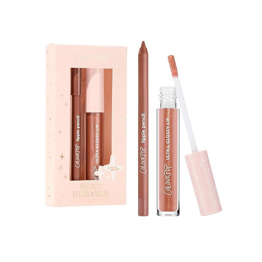 ColourPop Best Besties Lip Pencil & Gloss Duo - Shimmery Nude Lip Combo for Definition & Shine - Includes Shades BFF 2 & It Girl (2 Count)