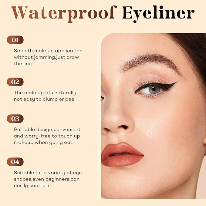 GlamStroke 24 Hr Waterproof Eyeliner Pencil, Long Lasting Sharpenable Eye Liner, No Smudge, No Fade, Smooth Glide for Precise Eye Makeup (7PCS)