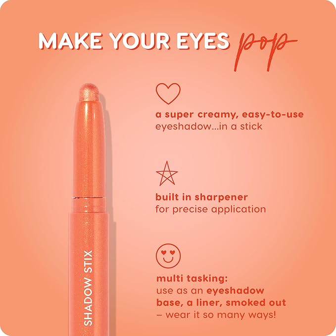 ColourPop Shadow Stix - Cream Eyeshadow Stick with Long-Lasting Color - Multi-Use Cream Makeup with a Built-In Sharpener & Precise Tip for Easy Application - Friday Feels (0.05 oz)