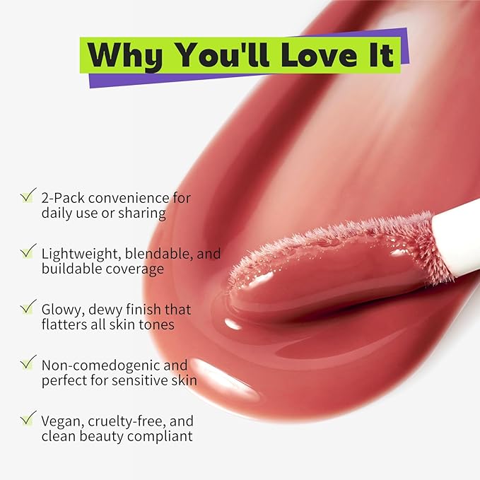 GLAM CODE Liquid Blush for Cheeks Duo - Hydrating Cream Blush for Daily - Blendable & Buildable Cheek Tint for Sensitive Skin - Lightweight, Skincare Infused Dewy Cheek Finish for All Skin Types - #04