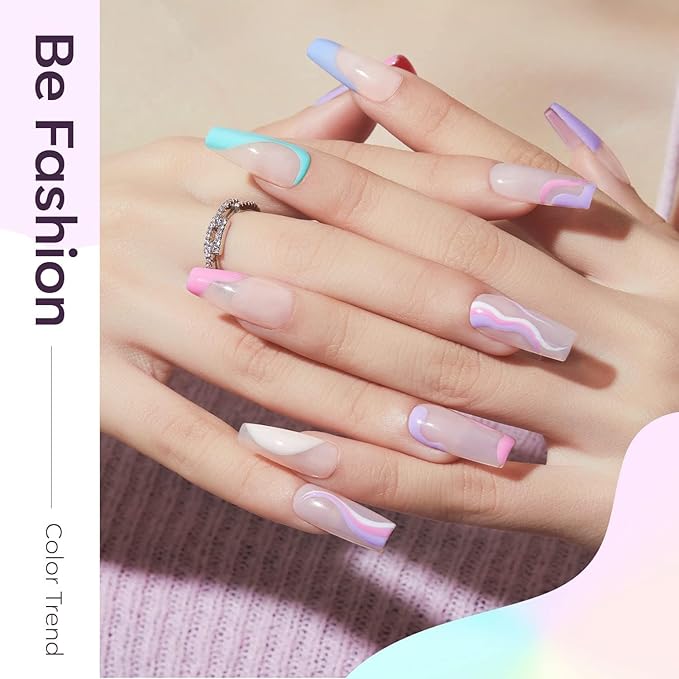 modelones Gel Nail Polish Set, 6 Colors Pastel Gel Polish Set with Nail Art Liner Brush, Soft Pink White Light Purple Blue Green Nude Painting Nail Polish Kit Manicure DIY Salon Gift