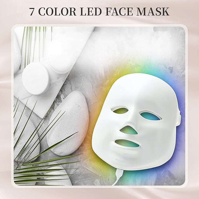 Red Light Mask for Face, 7 Custom Modes with Infrared, 850nm Infrared & Red Light Masks, Portable with Timer for Home Use