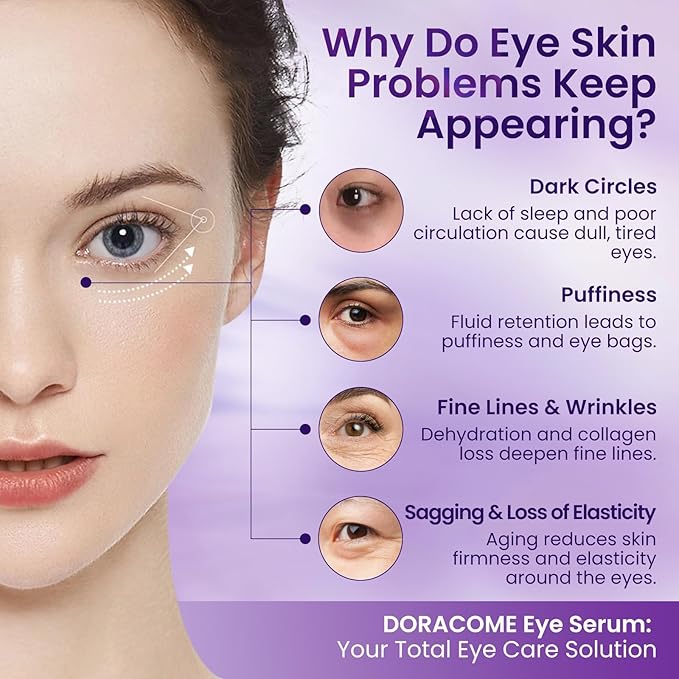 Caffeine & Retinol Under Eye Serum – Dermatologist-Tested, Fast Absorbing, Correction for Puffy Eye Bags Fine Lines Dark Circles Wrinkles While Providing Moisturizing Care-FX