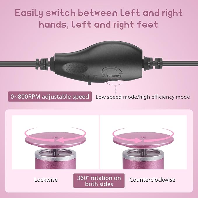 Electric Foot Callus Remover with 60pcs Sandpaper Discs, 4.8IN Aluminum Foot File for Dead Skin and Cracked Heels, 800RPM Professional Pedicure Tool for Home Spa Use