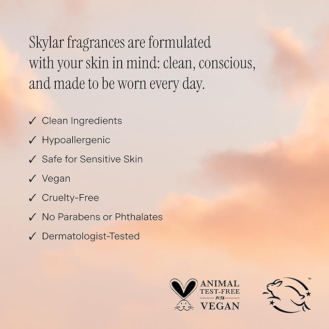 Skylar Vanilla Sky Eau de Parfum -Hypoallergenic & Clean Perfume for Women & Men, Vegan & Safe for Sensitive Skin- Notes of Cappuccino, Vanilla & Caramelized Cedar - 50mL /1.7 Fl oz