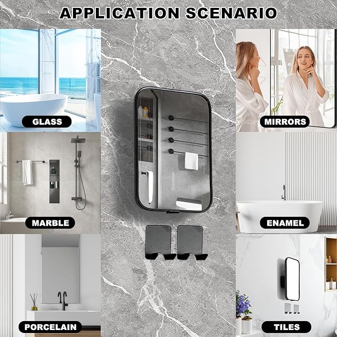 Shower Mirror Anti-Fog Shaving Mirror 4.1 * 6.5 Inch Anti-Fog Shower Mirror Swivel Bathroom Mirror Shower Accessories Bathroom Accessories with 2 Razor Holders (Black)