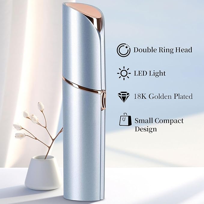 Facial Hair Remover for Women – Electric Face Razor with Light, Hair Removal for Upper Lip, Chin & Cheeks – Color Blue