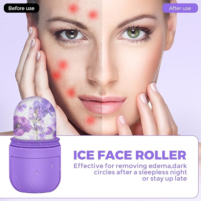 AURUZA Ice Face Roller Ice Roller for Face and Eye Puffiness Beauty Ice Face Roller Mold Tray Face Frosting Massage Beauty Skincare Tool for Brightening Lubrication Shrink Pore Removal Fine Lines…
