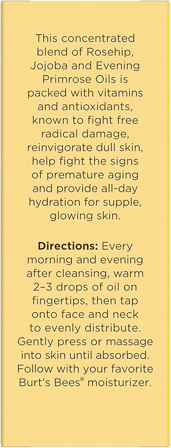 Burt's Bees Gua Sha Face Oil With Rosehip Seed Extract, Reduces Appearance of Fine Lines and Wrinkles, Use with Ice Roller & Facial Tools, Natural Origin Skin Care, 0.51 fl. oz.