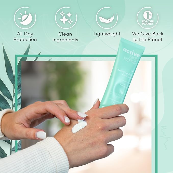 Active Skin Repair SPF 50 Hydrating Daily Sunscreen and Face Moisturizer, Non-Nano Zinc, Non-Toxic Broad Spectrum Protection Hydrating Mineral Facial Sunscreen, 1.7 fl. oz.