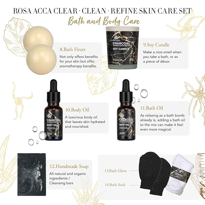 Skin Care Set, 28pcs Body & Facial Kit Gifts for Women & Men includes Face Cream, Bath Oil, Scented Candle, Hyaluronic Acid Face Serum, Facial Skin Care Set, Bath & Body Set, Birthday, Christmas