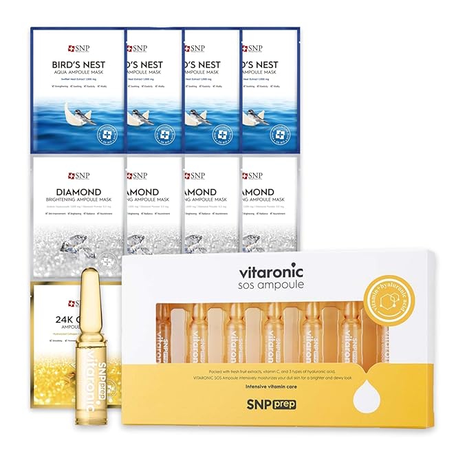 [K Beauty Snp] Variety Ampoule Sheet Mask Set & Vitaronic SOS Ampoule