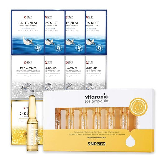 [K Beauty Snp] Variety Ampoule Sheet Mask Set & Vitaronic SOS Ampoule