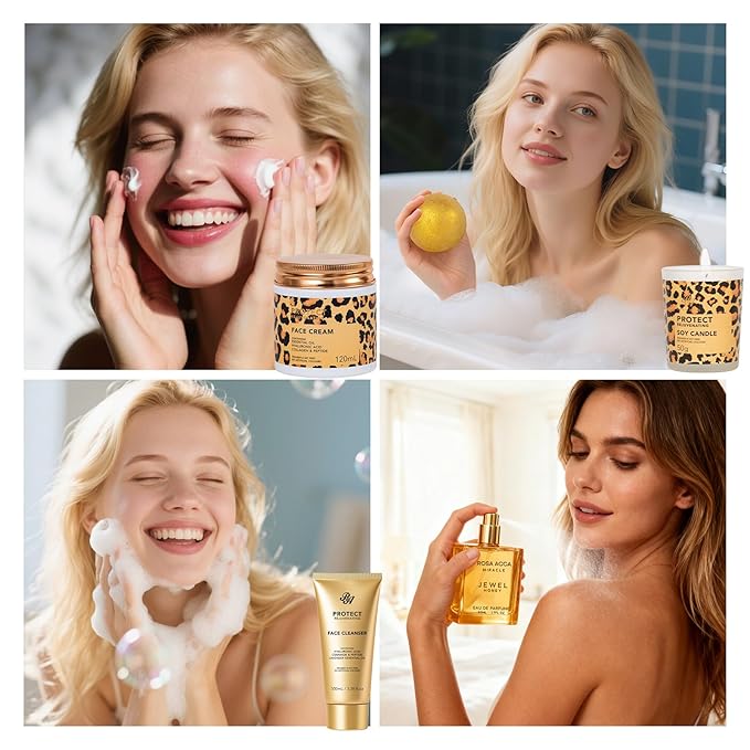 33 Pcs Valentines Day Gifts for Women, Honey & Almond Skin Care Kit, Spa Bath & Body Gift Set, Face Sheet Mask, Lip Gloss, Cosmetic Bag, Necklace, Christmas, Anniversary, Birthday