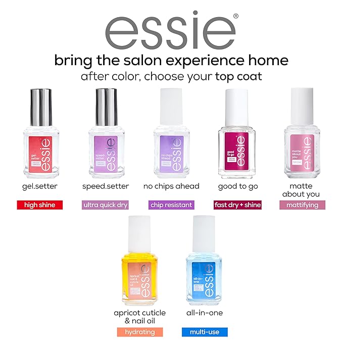 essie Nail Care, 8-Free Vegan, Speed Setter Top Coat, quick-dry nail polish, 0.46 fl oz