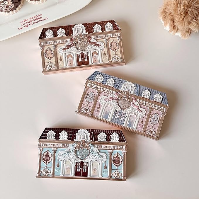 Flower Knows The Sweetie Bear Collection 6-Color Makeup Palette,Green Eyeshadow with 4 Matte + 2 Shimmer Shades,Blendable Smooth Cute Eye Makeup,0.23 Oz(03 Mint Chocolate)