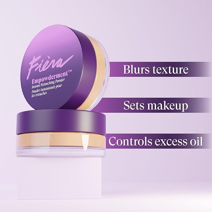 Fièra Empowderment™ Finishing Powder, Talc-Free Blurring & Soft-Matte Setting Powder for Mature Skin, Pore & Fine-Line Smoothing, Lightweight Instant Retouching Formula, Light Shade, 0.2 OZ