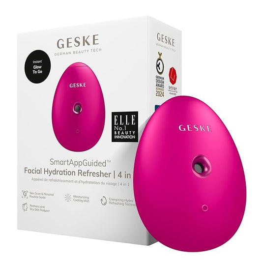 GESKE SmartAppGuided™ Facial Hydration Refresher | 4 in 1 | Water Atomizer | Moisturizing Spray Machine | Face Mister | Humidifier for Natural Glow | Reduce Redness & Dry Skin