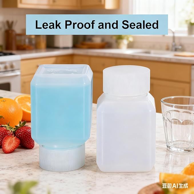 20ml Leak Proof Plastic Bottles with Caps for Liquids Sample, Reusable Small Bottles Containers for Travel, Camping and Hiking (Translucent, 10 Pcs)