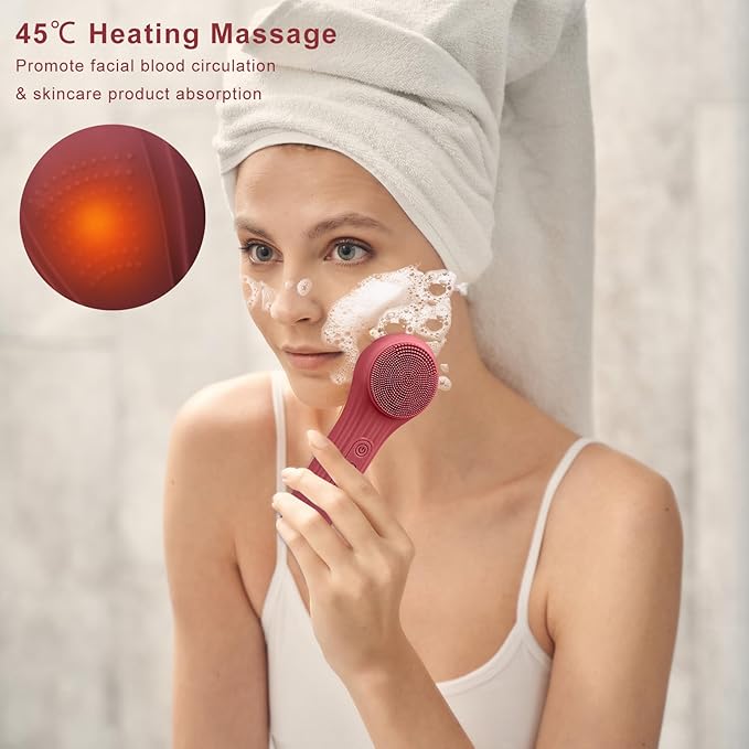 Silicone Face Scrubber Exfoliator, Silicone Face Wash Brush for Men & Women, Ipx7 Waterproof Rechargeable Facial Cleaner for Deep Cleansing, Exfoliating, Massage Face Scrubber