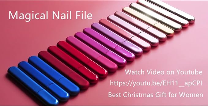 Premium Glass Nail File with Case, Crystal Diamond Salon Best Beauty Nail Buffer for Natural and Acrylic Nails Christmas Gift for Woman and Man,Pink