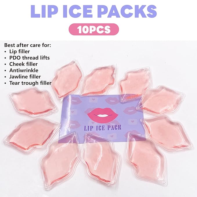 Lip Ice Pack for Cosmetic (10 PCS) - Reusable Lip Shape Ice Packs to Relieve Pain and Reduce Swelling