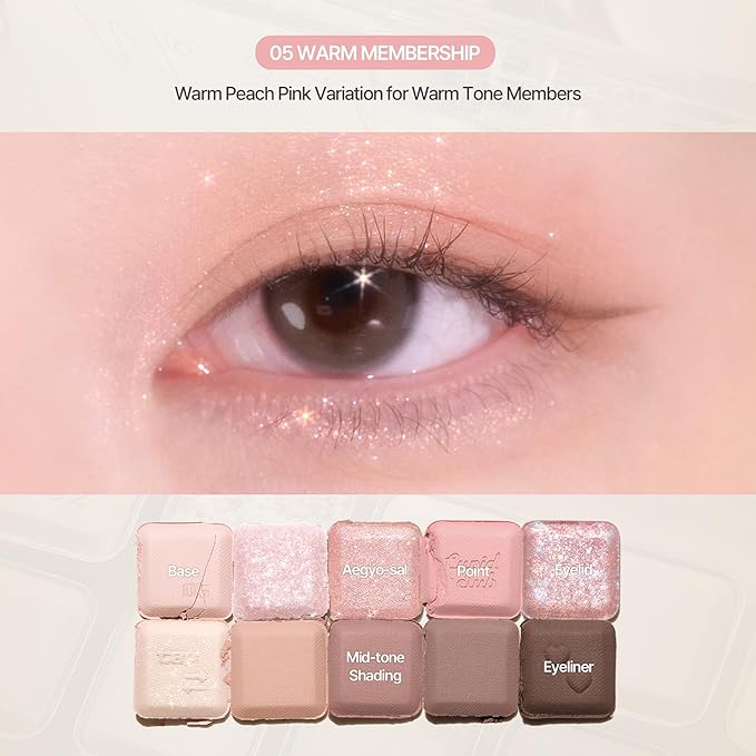 lilybyred Mood Keyboard | 10-Shade Korean Eyeshadow Palette, Highly Pigmented, Matte, Shimmer & Jelly Glitter, Smooth. Blendable, Long-Lasting, Dome-Shaped Design, 0.37 oz. (05 Warm Membership)