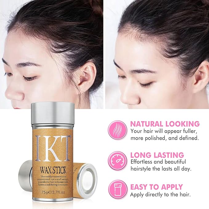 Hair Wax Stick, Slick Back Styling Set for Puffs and Wigs - 4 Combs: Edge Brush, Rat Tail for Separation, Loose Hair Brush, Non-Greasy Finish for Styling