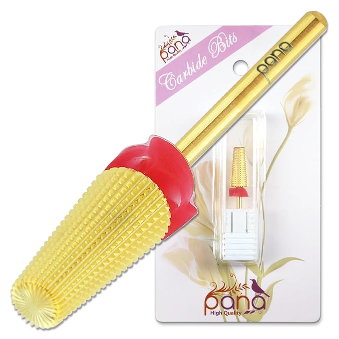 PANA 3/32" Shank 5-in-1 Nail Carbide Bit - (Triple Coarse - Fine Grit, Gold) - Two Way Rotate use for Both Left and Right Handed Fast Remove Acrylic or Hard Gel