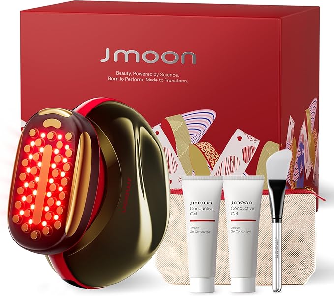JMOON Face Lift Gift Collection, Microcurrent Facial Device, Medical Grade Red & Infrared Light Therapy for Face, Lifts, Firms, Smooths Wrinkles with 4 Modes & 5 Intensity Levels