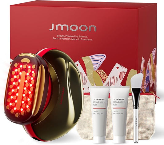 JMOON Face Lift Gift Collection, Microcurrent Facial Device, Medical Grade Red & Infrared Light Therapy for Face, Lifts, Firms, Smooths Wrinkles with 4 Modes & 5 Intensity Levels