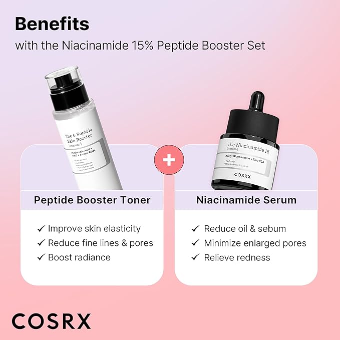 COSRX Niacinamide 15% Peptide Booster Set - Amazon Exclusive - Korean Skin Care Set, Gift Sets, Niacinamide Serum, Face Serum