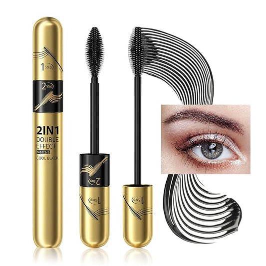 Tubing Mascara Instant Extensions - Black 2-1 Curling Eyelashes and No Clumping, Waterproof Mascara for Volumizing and Lengthening, Create Natural Eye Makeup (0.28 fl. oz)