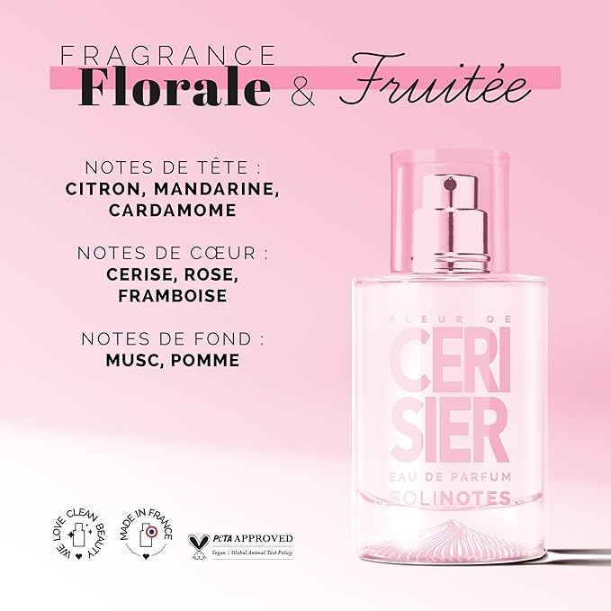 SOLINOTES Cherry Blossom Perfume for Women - Eau De Parfum | Delicate Floral and Soothing Scent - Made in France - Vegan - 1.7 fl.oz