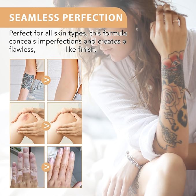 Leg Makeup Waterproof No Transfer, Tattoo Cover Up Makeup Waterproof, Leg Vein Cover up makeup for Varicose Veins, Long Last Body Foundation